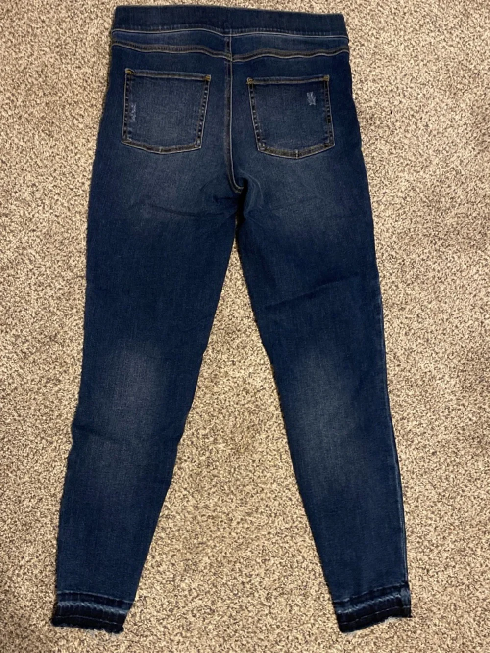 SPANX Dark Blue Jeggings with Subtle Distress - Picture 5 of 5